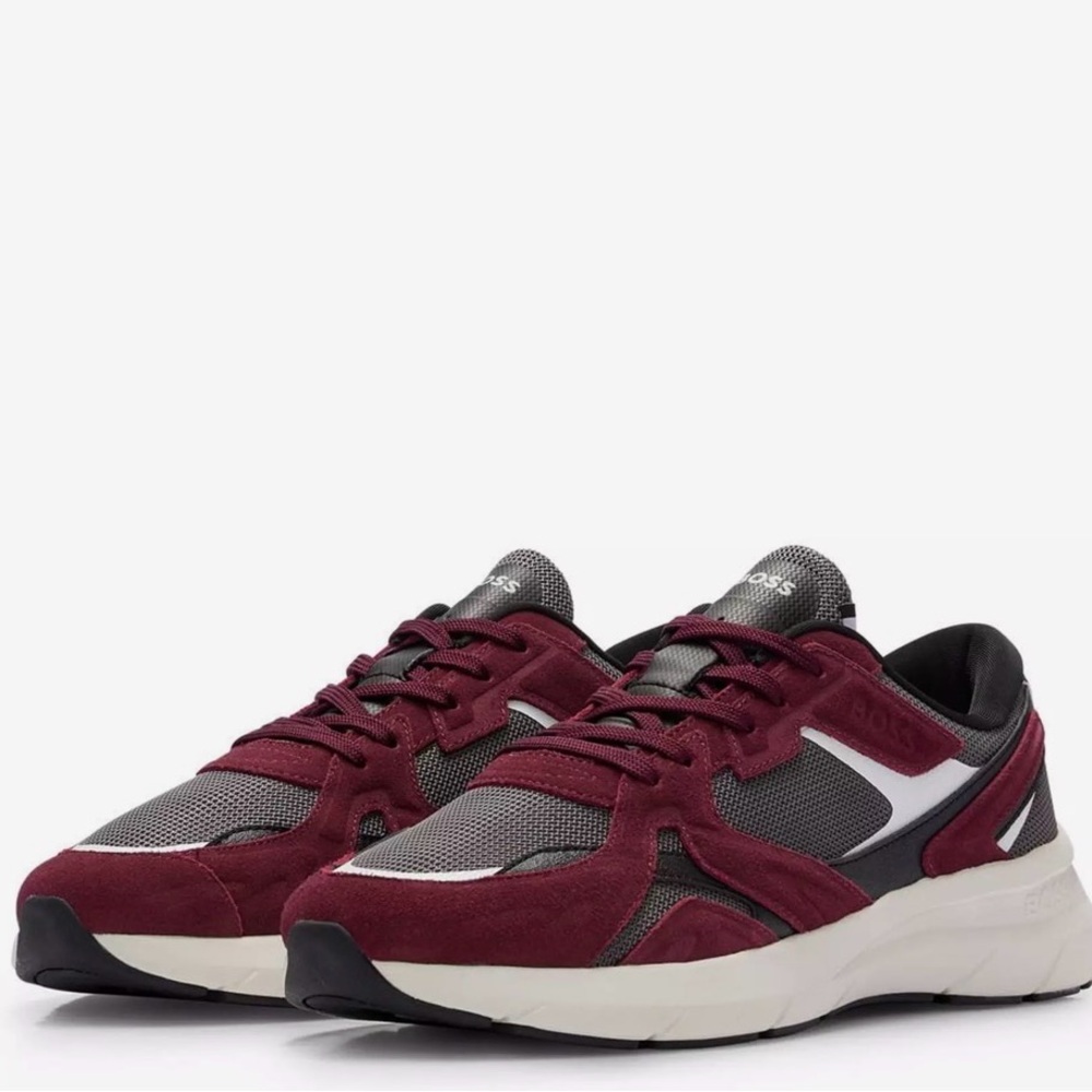BOSS Men's Owen Runn Mixed Material Trainers Sneakers Open Red Size 40 NEW